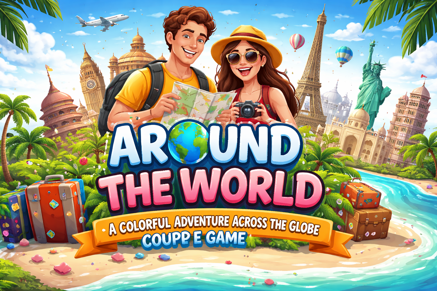 Around the World – A Colorful Adventure Across the Globe Couple Game
