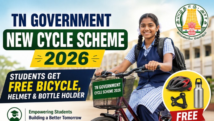 TN Government New Cycle Scheme 2026 Students Get Free Bicycle, Helmet & Bottle Holder